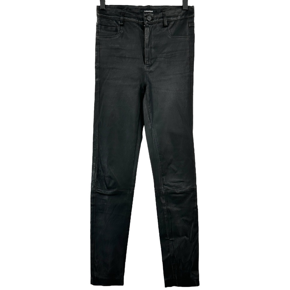 Lamarque Black Soft Leather Slim Legging Leggings Skinny Pants sz 2